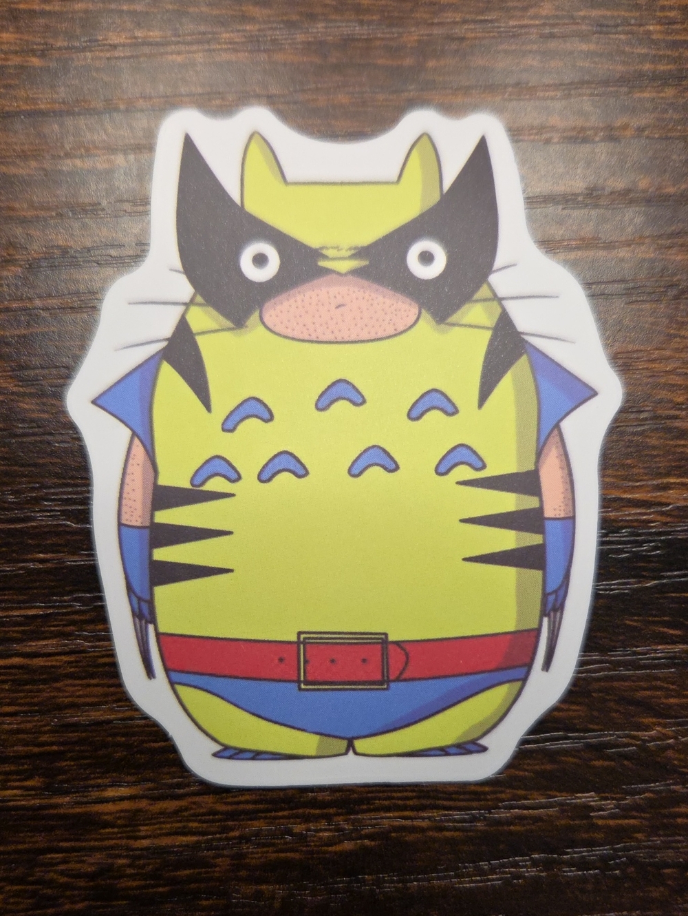 Lime Green Superhero Totoro Plush Sticker — Fun Cat Toy Accent